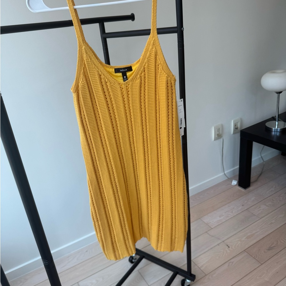 Aqua Sunlit Yellow Knit Mini Dress NWT!!